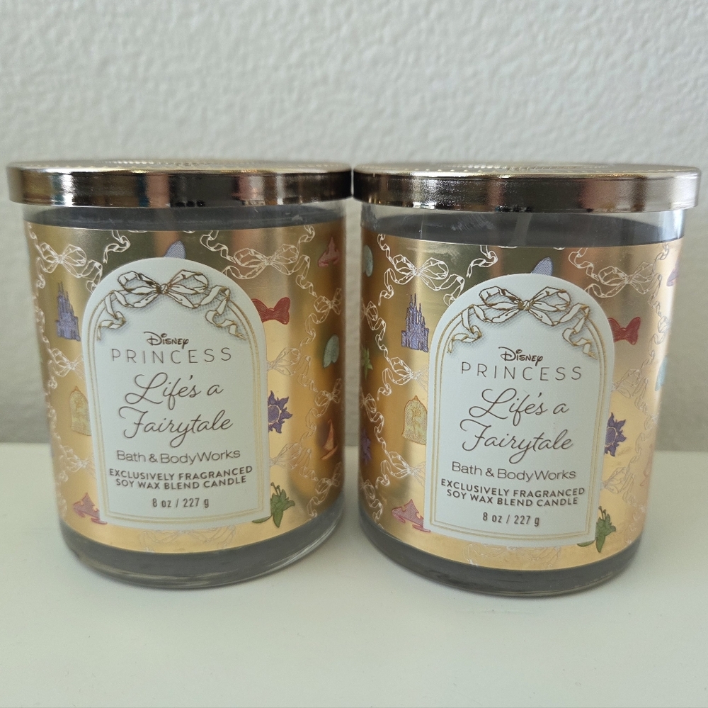 2pc SET Bath & Body Works DISNEY PRINCESS Life's A Fairytale Single Wick Candle